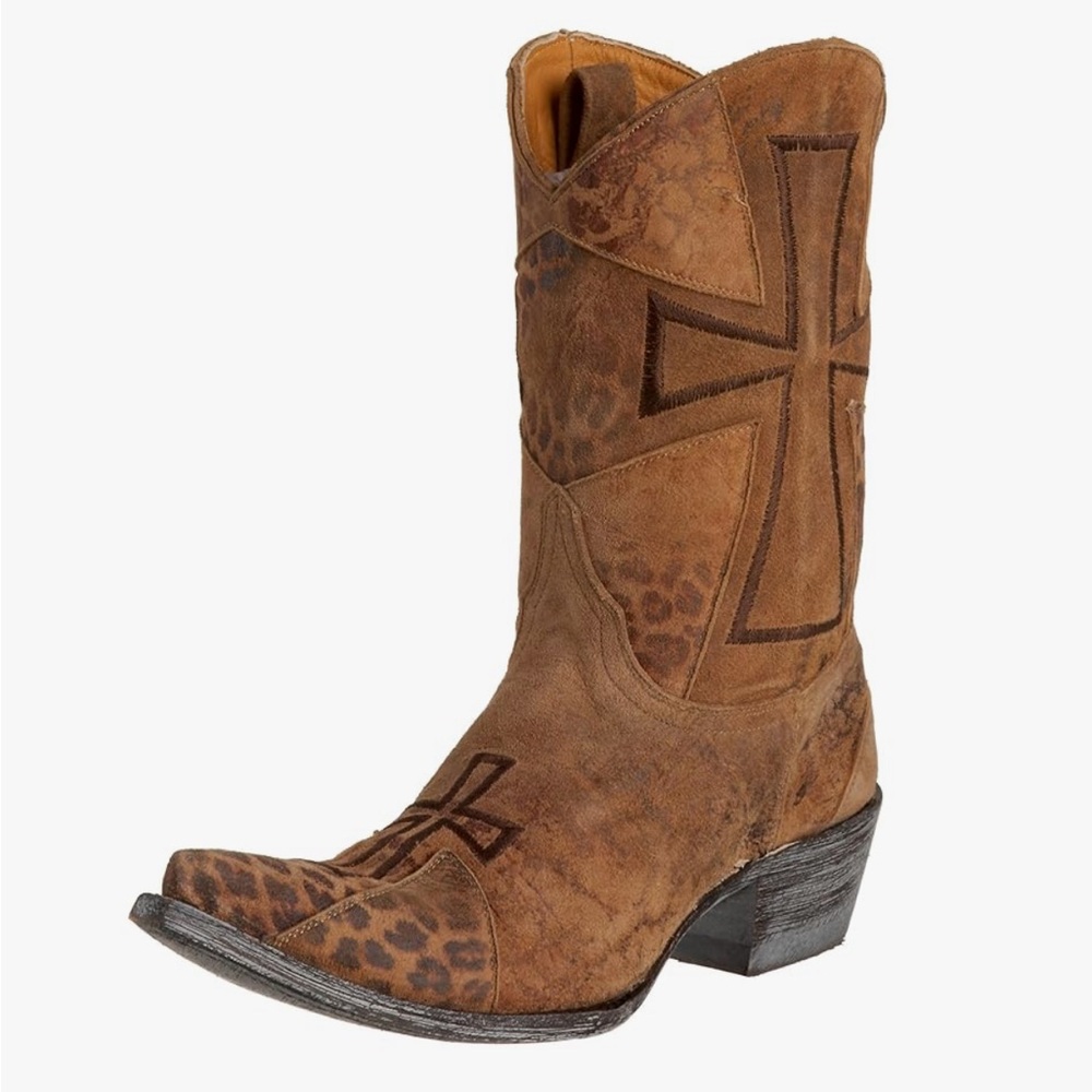 Old Gringo Cross Embroidered Distressed Leather Western Cowboy Boots Sz Womens 6 - Picture 12 of 12